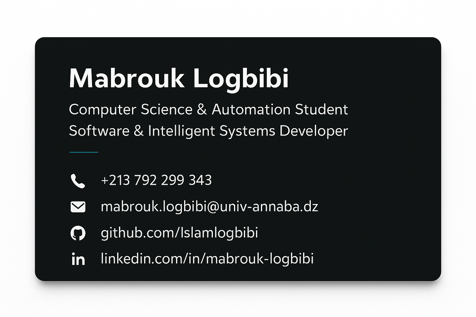 Mabrouk Logbibi Business Card